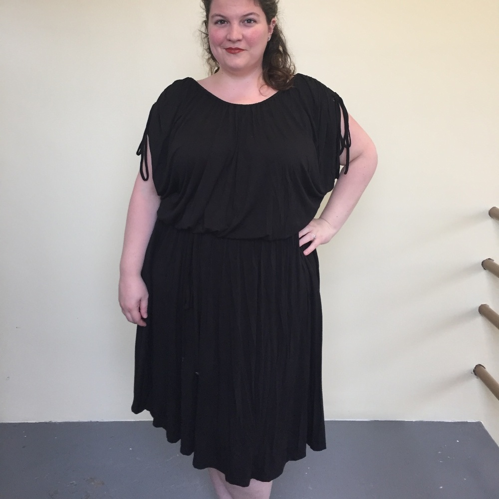 Black Flowy Blouson Dress Eshakti Bamboo Knit